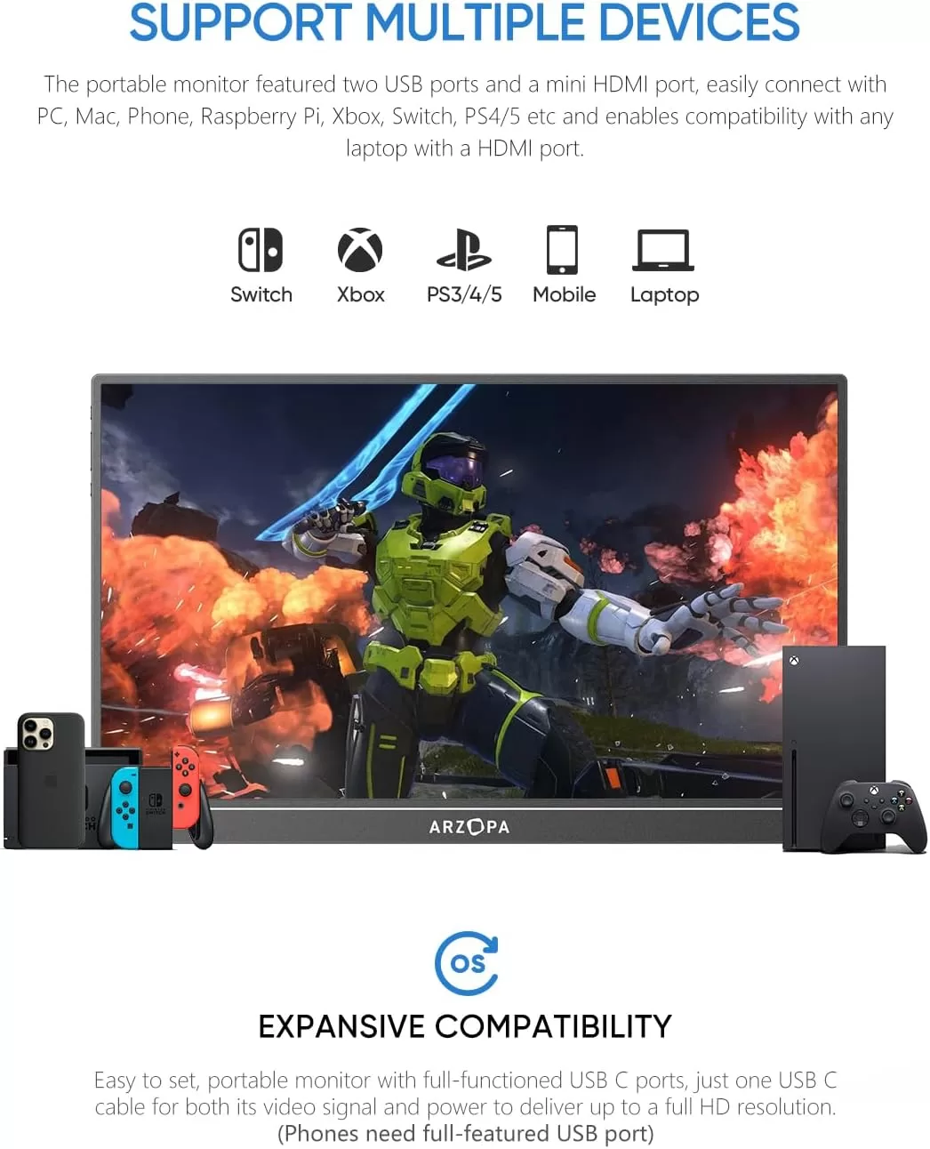 قیمت مانیتور پرتابل قابل حمل ۱۶ اینچ آرزوپا Arzopa Z1rc QHD ips